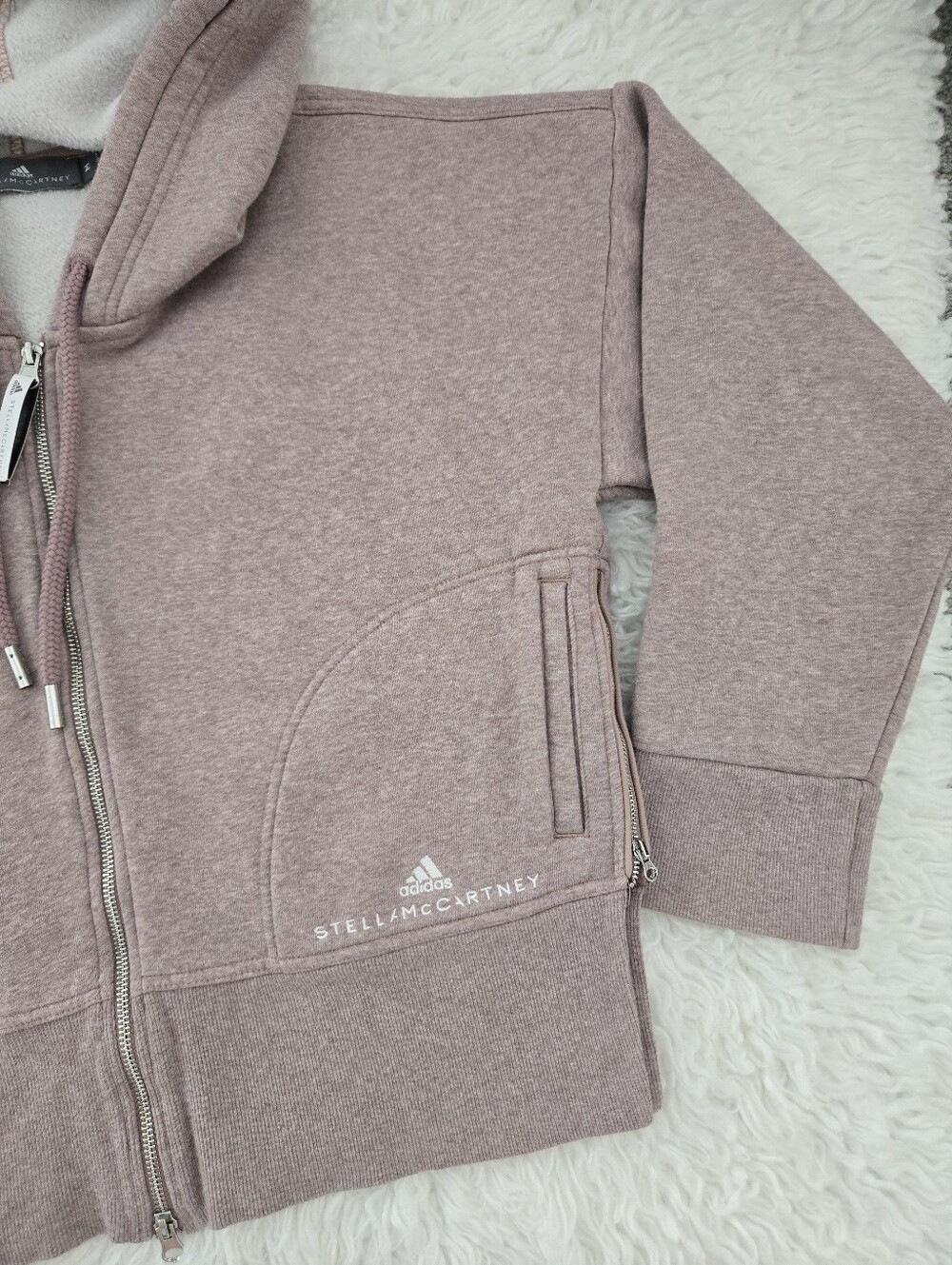 Adidas by Stella McCartney Ess Zip Hoodie. Organic Cotton Blend. Mauve. Size Med - Picture 4 of 10